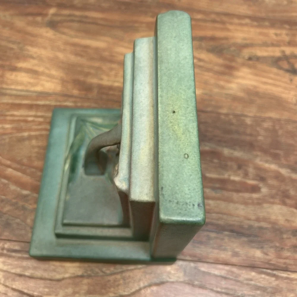 Roseville Pottery Foxglove Bookends Art‎ Pottery Ceramic Green Pink 5.75